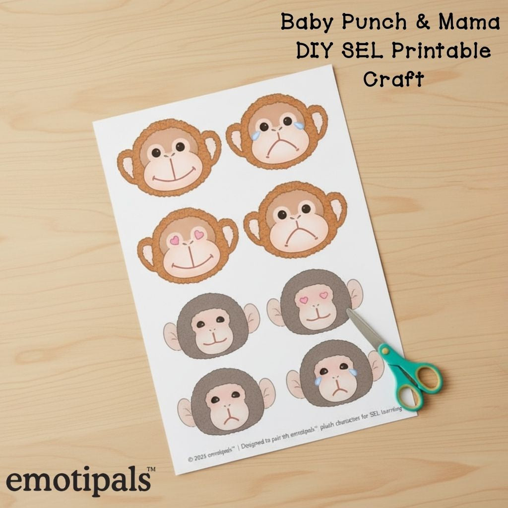 Baby Monkey Punch Social Emotional Learning Craft| Social Emotional Learning Activity for Preschool | Emotions Cut & Paste SEL Printable