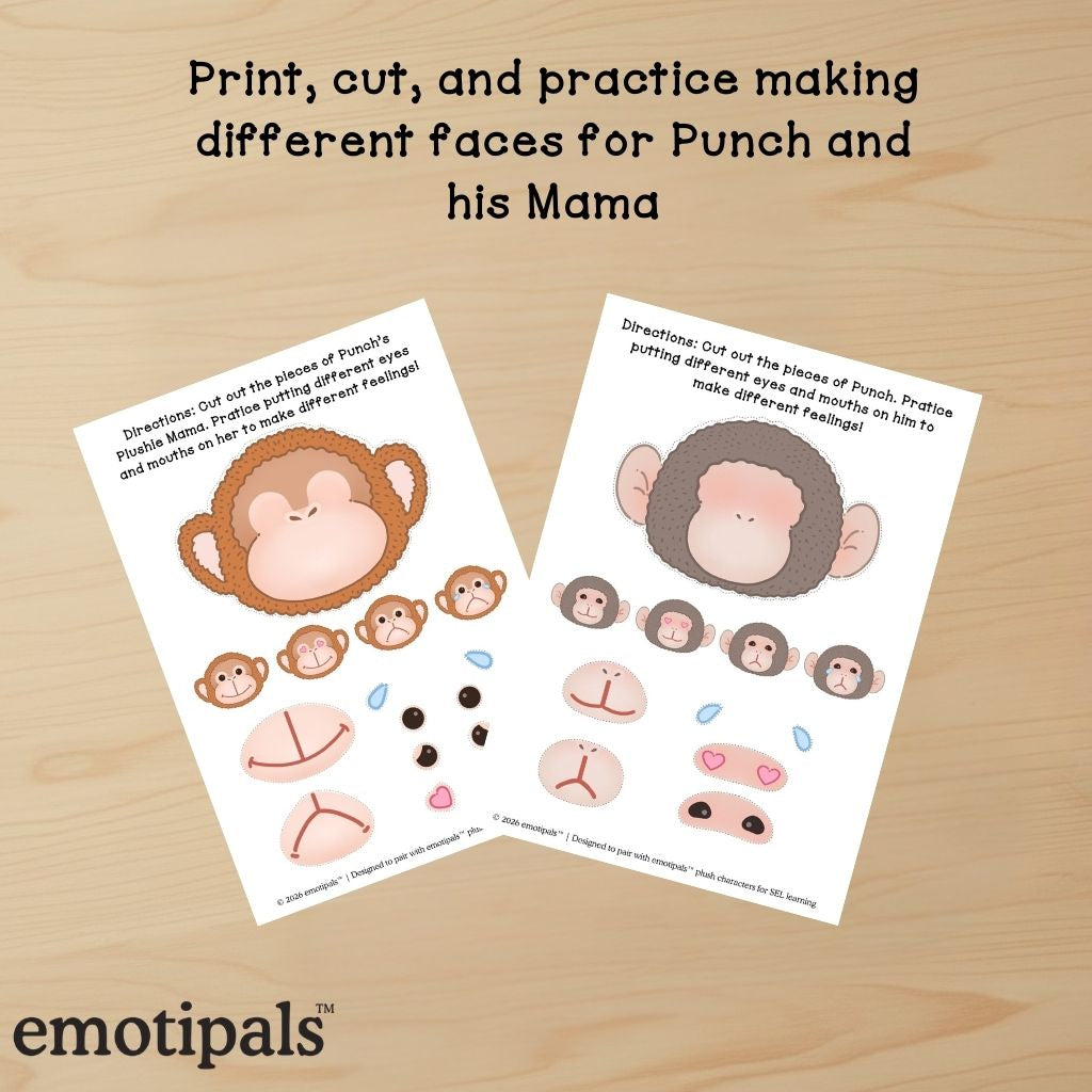 Baby Monkey Punch Social Emotional Learning Craft| Social Emotional Learning Activity for Preschool | Emotions Cut & Paste SEL Printable