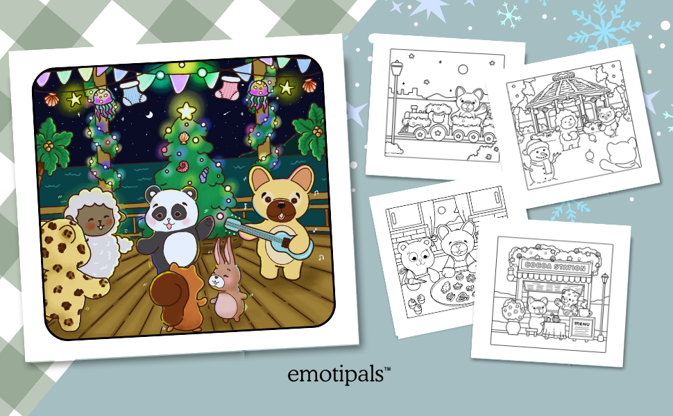 Cozy Chrismukkah: A Simple and Easy Coloring Book for Kids, Teens, and Adults Featuring emotipals™ Frenchie in Cozy Coastal Chrismukkah Scenes to Relax, Explore Emotions, and Celebrate the Holidays