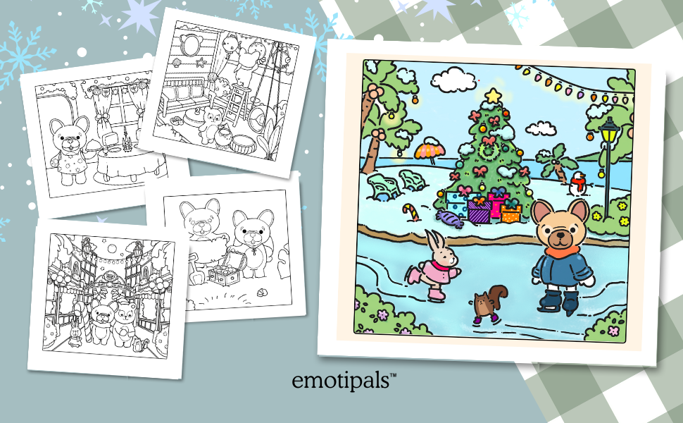 Cozy Chrismukkah: A Simple and Easy Coloring Book for Kids, Teens, and Adults Featuring emotipals™ Frenchie in Cozy Coastal Chrismukkah Scenes to Relax, Explore Emotions, and Celebrate the Holidays